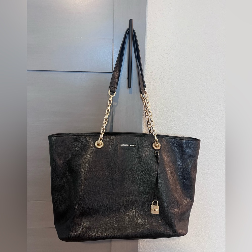 Michael Kors Black Leather Tote Bag